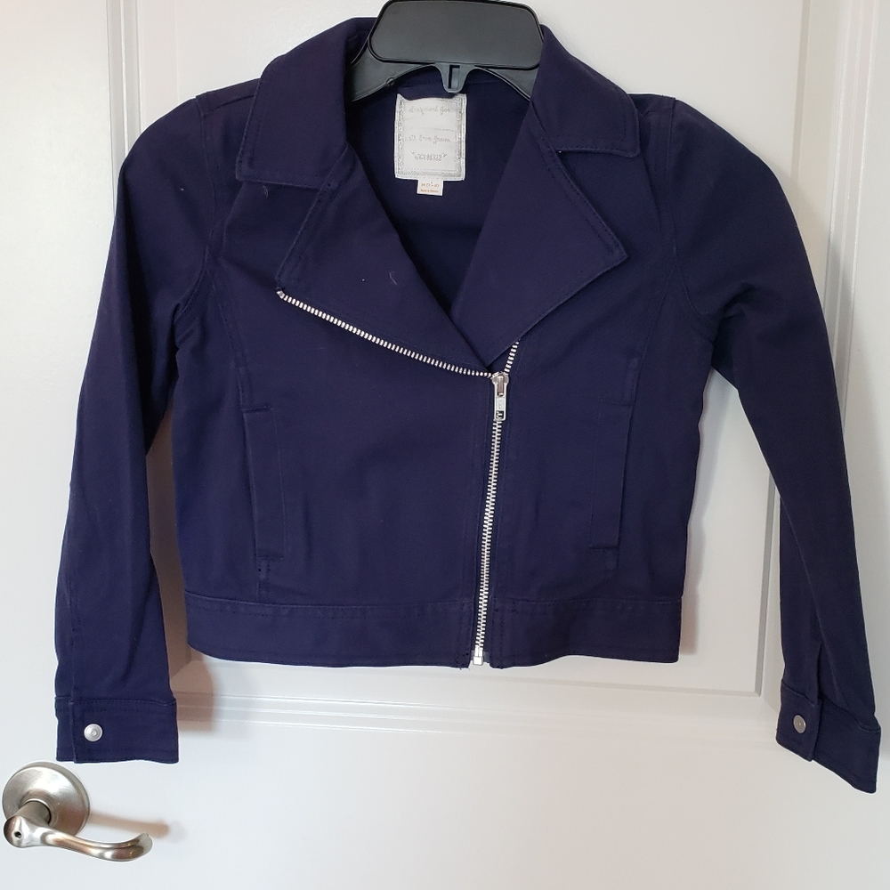 New gymboree navy blue side zip jacket girls